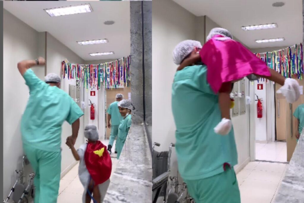 Ele conta que faz isso para diminuir a ansiedade das crianças