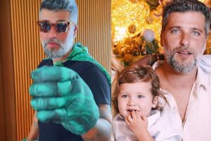 Zyan estava se divertindo na água com o pai