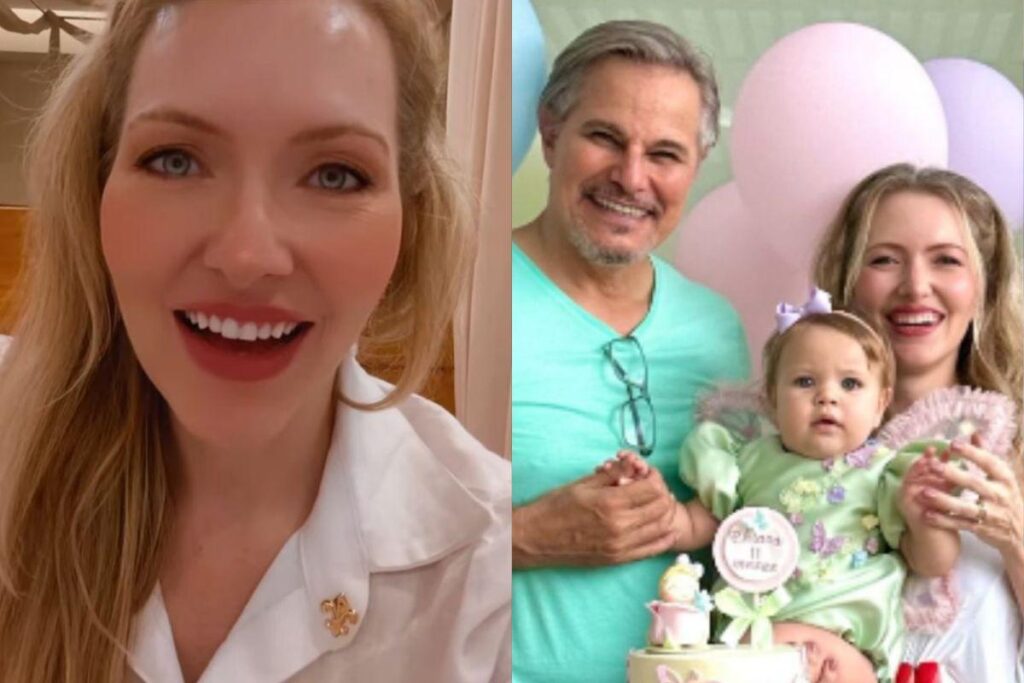 Edson Celulari e Karin Roepke ao lado da filha, Chiara