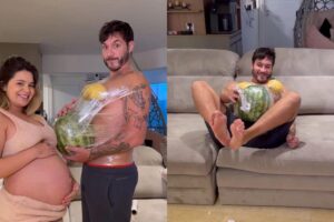 Na reta final da gravidez, Viih Tube faz exercício para mudar posição da filha na barriga