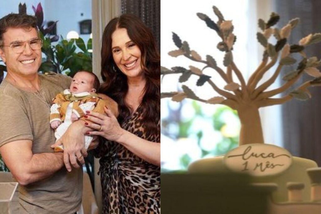 Claudia Raia, Jarbas Homem de Mello e Enzo Celulari na festa de mesversário de Luca