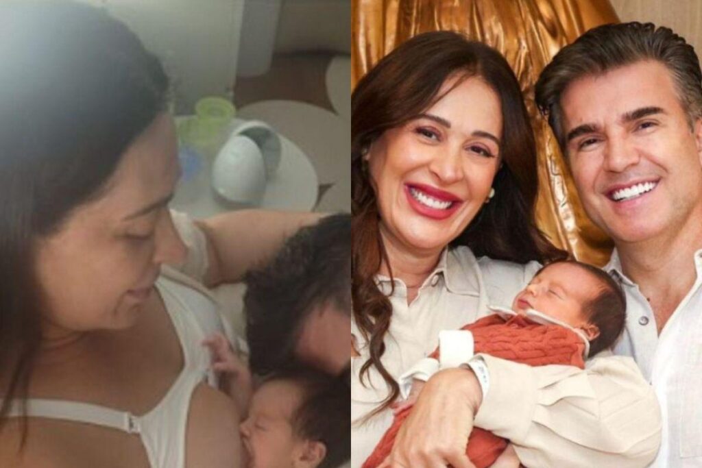 Claudia Raia amamenta o filho e faz desabafo: “Não é fácil, mas temos que lutar dia a dia!”