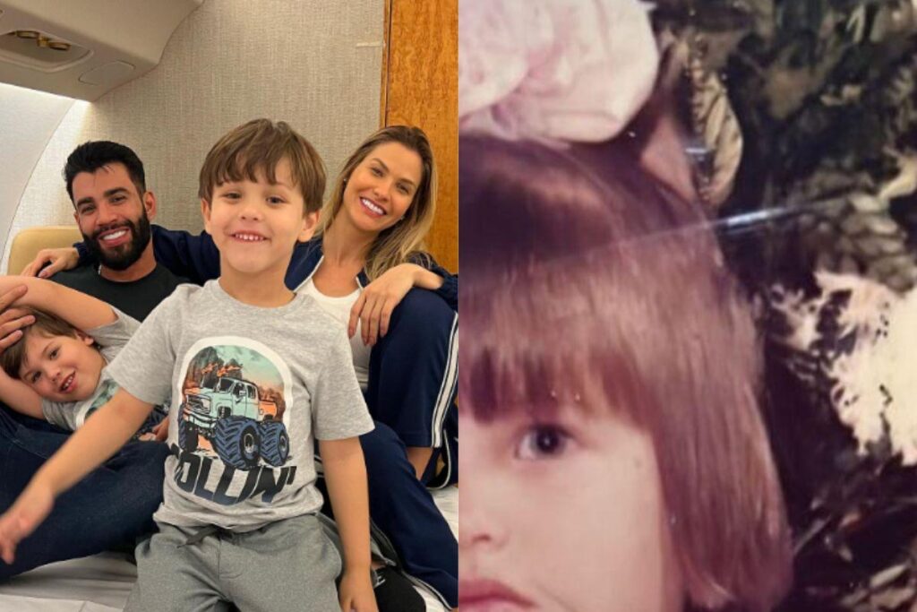 A modelo mostrou a foto de infância