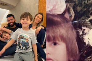 A modelo mostrou a foto de infância