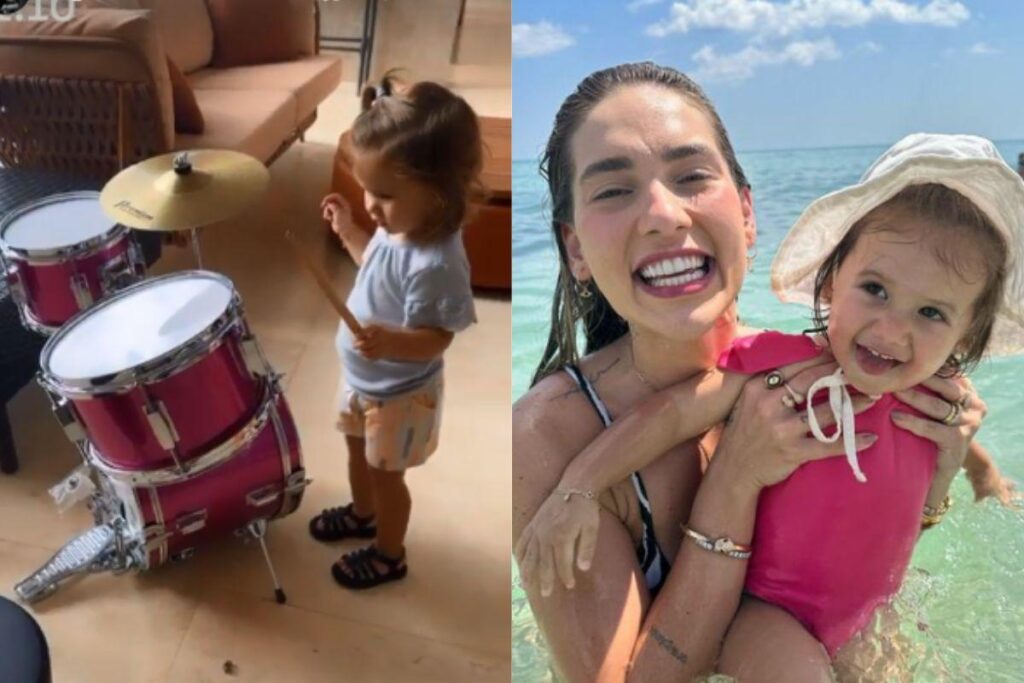 Maria Alice apareceu tocando bateria