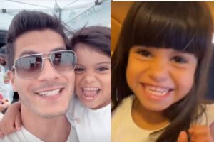 Arthur Aguiar estava vendo televisão com a filha
