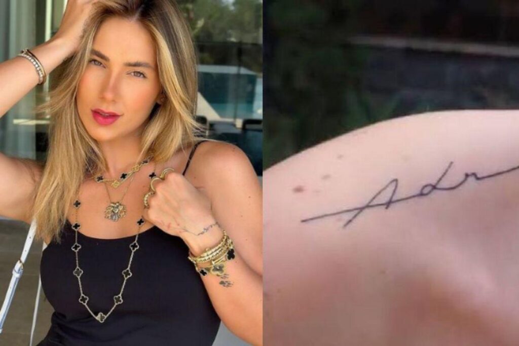 Ela fez um ramo de flores em cima da tatuagem