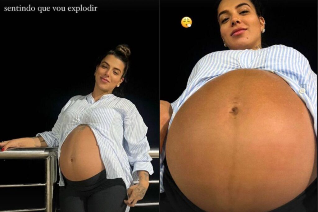 Petra Mattar posta novas fotos na reta final da gravidez