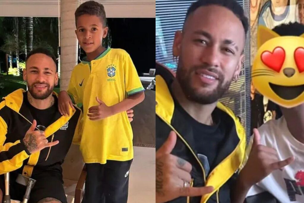 Neymar ao lado dos filhos de Mumuzinho