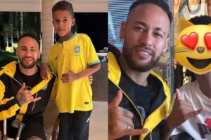Neymar ao lado dos filhos de Mumuzinho