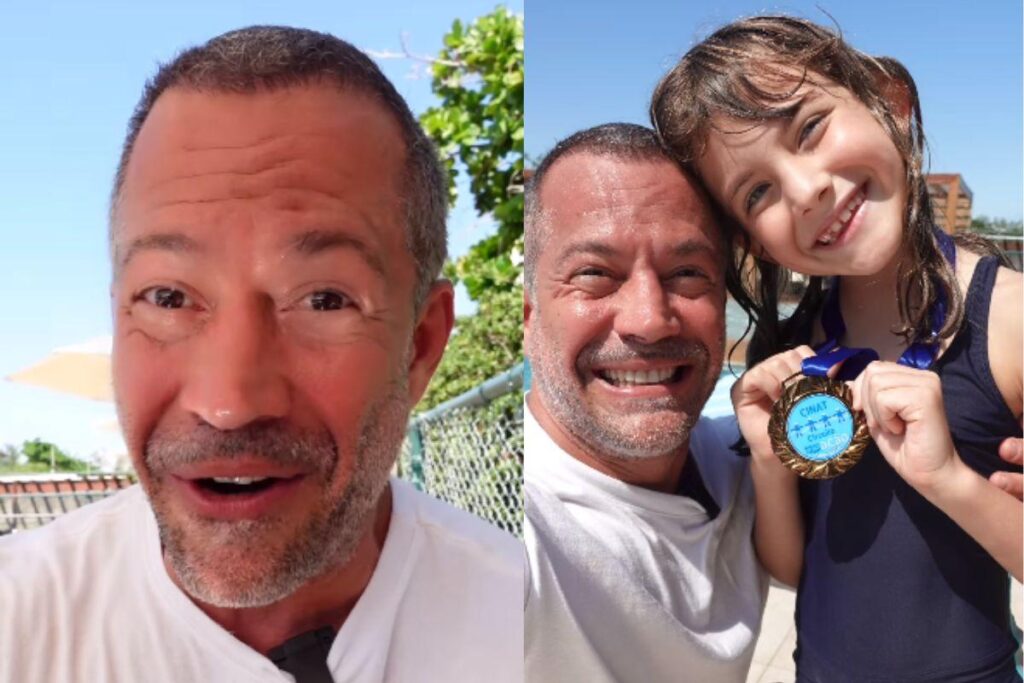 Malvino Salvador com a família na praia