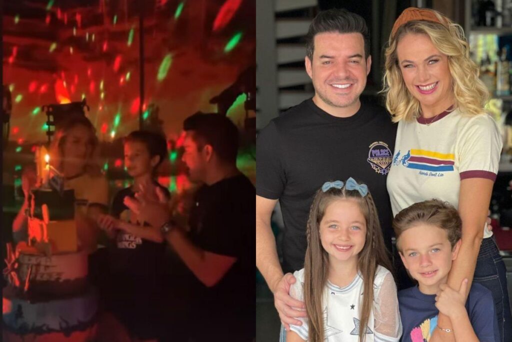 A família apareceu com camisetas temáticas