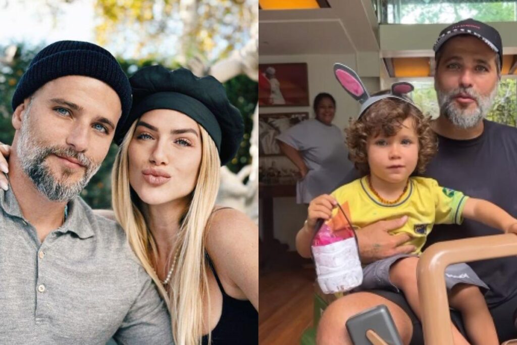 Bruno Gagliasso busca filho na escola com carro do Hulk