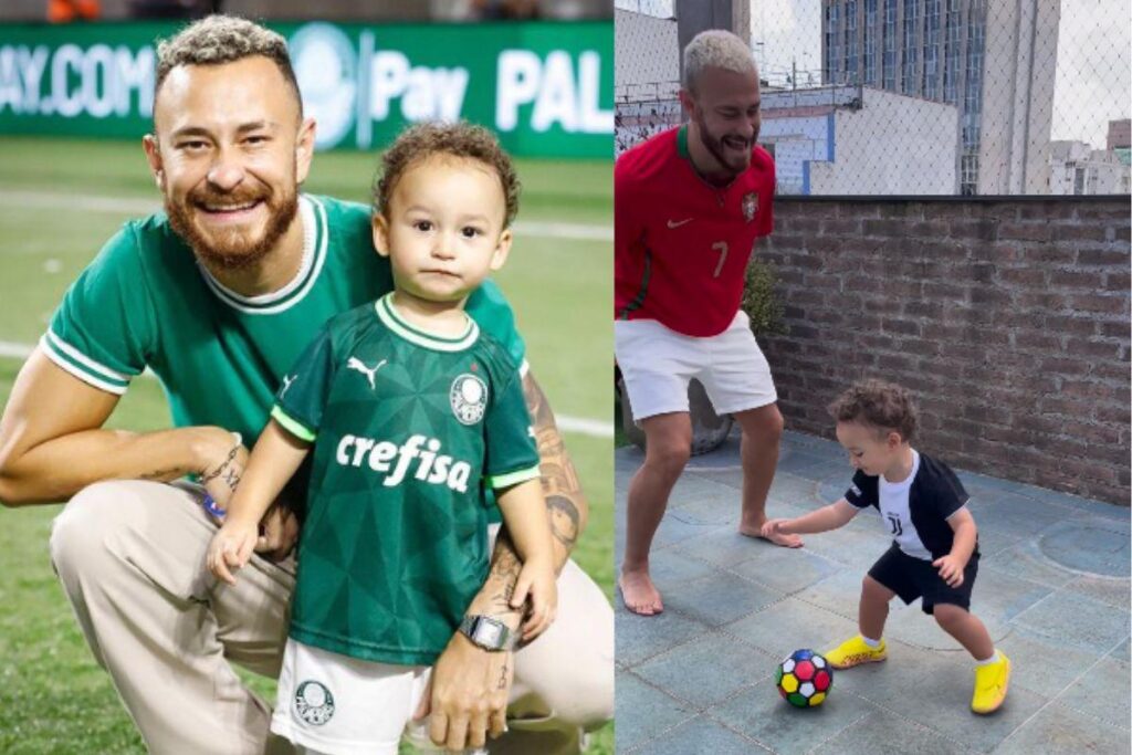 Fred joga bola com o filho, Cris