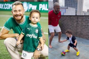 Fred joga bola com o filho, Cris