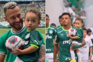 Fred leva filho para jogo de futebol pela primeira vez