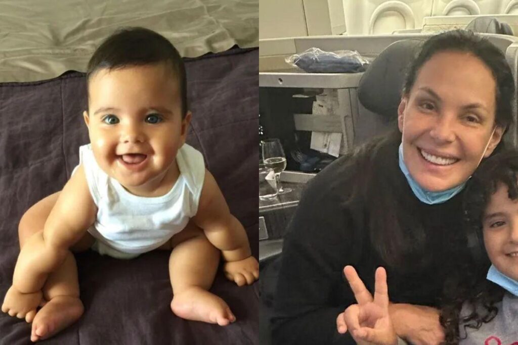 Carolina Ferraz com a filha caçula