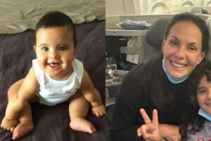 Carolina Ferraz com a filha caçula