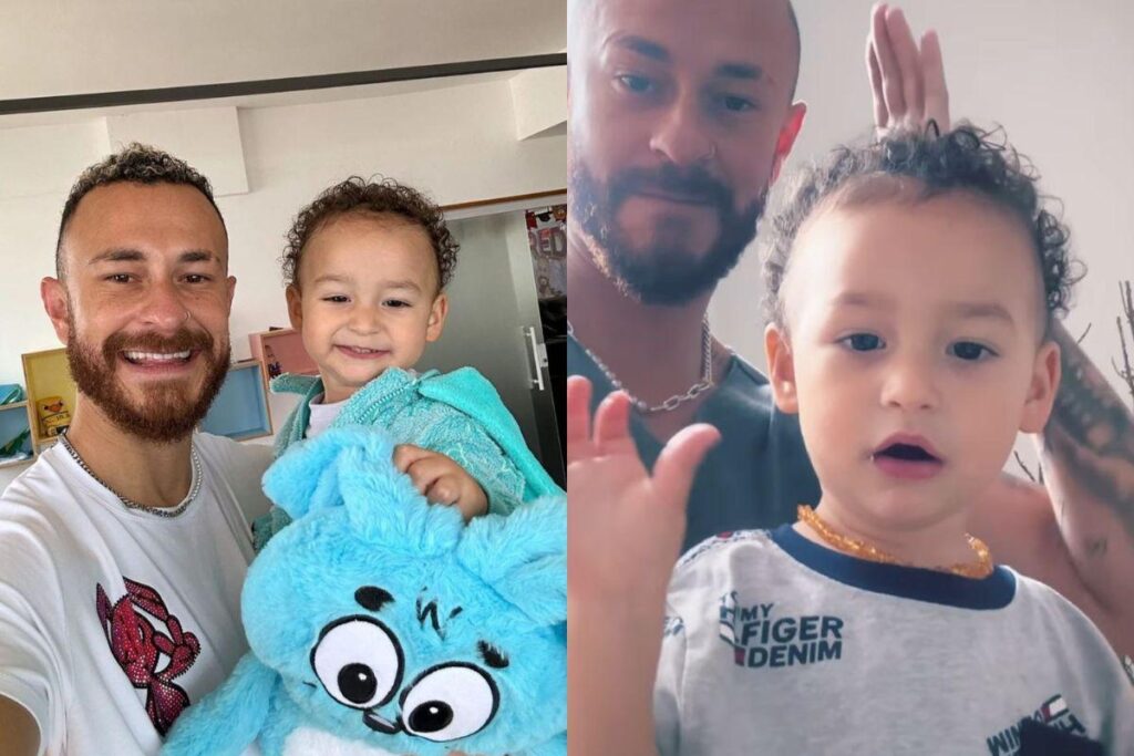 O garoto imitou o pai