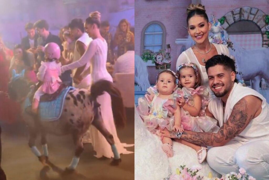 Pônei que levava filha de Virginia Fonseca rouba cena ao fazer cocô durante a festa infantil