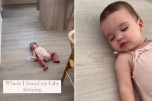 Mãe grava vídeo de bebê dormindo no chão