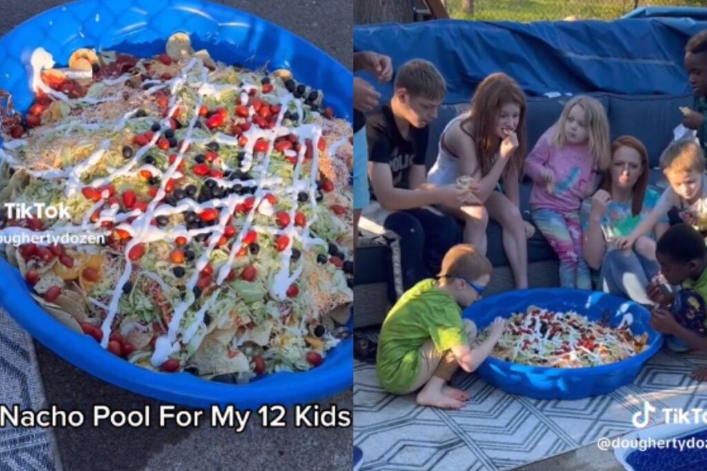 Os 12 filhos comeram na piscina