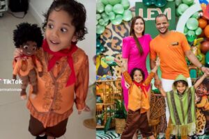 Menino faz festa com tema do filme Encanto