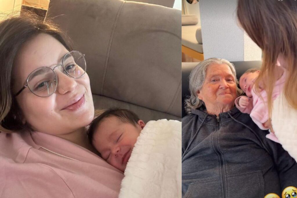 Lua acompanhando a fisioterapia da bisavó