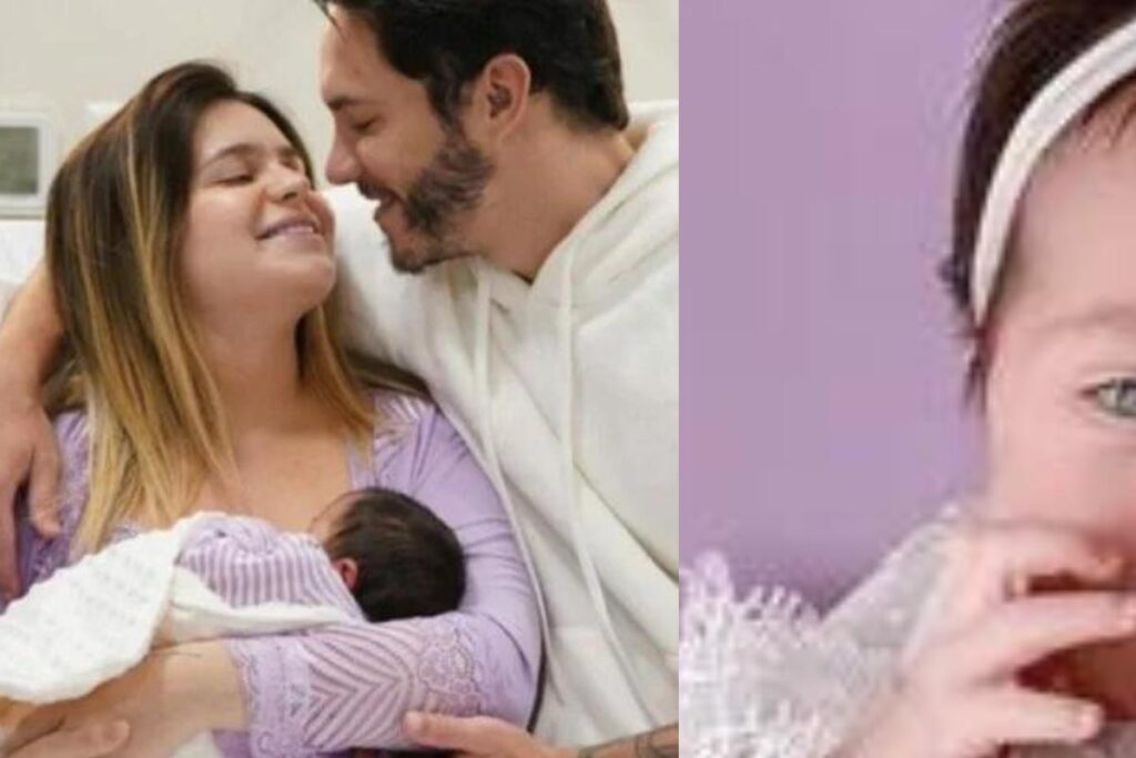 Viih Tube compartilha foto inédita da filha Lua de olhos abertos e sorrindo em ensaio newborn