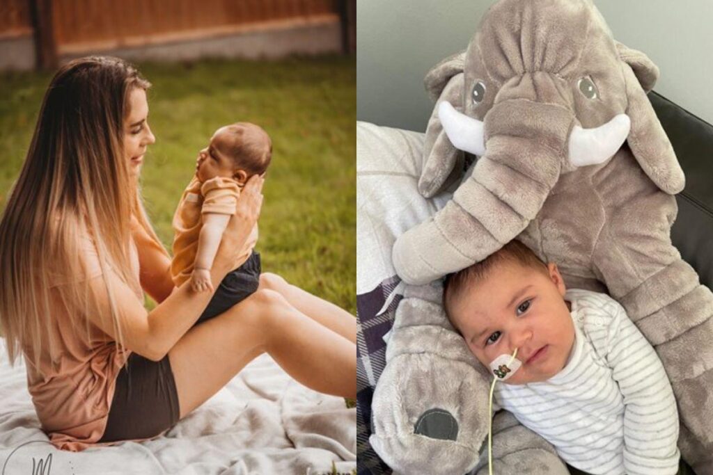 Ela ao lado do filho, Leo