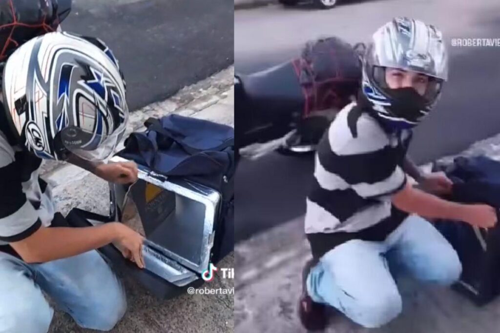 A mãe surpreendeu o filho no primeiro emprego