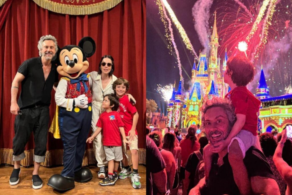 O ator contou que essa é a primeira viagem internacional dos filhos