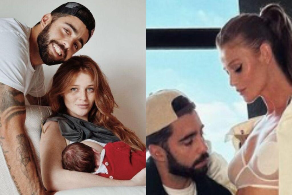 Pedro Scooby e Cintia Dicker com a filha, Aurora