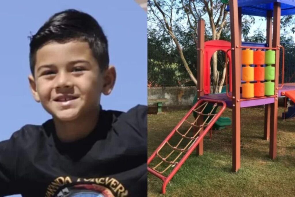 O aluno estava brincando no playground e com o impacto da queda fraturou o pescoço