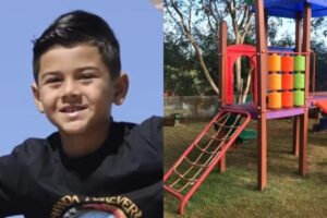 O aluno estava brincando no playground e com o impacto da queda fraturou o pescoço