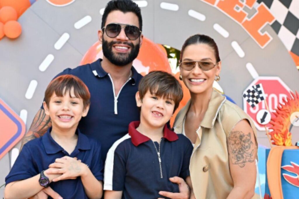 Andressa com os filhos, Gabriel e Samuel