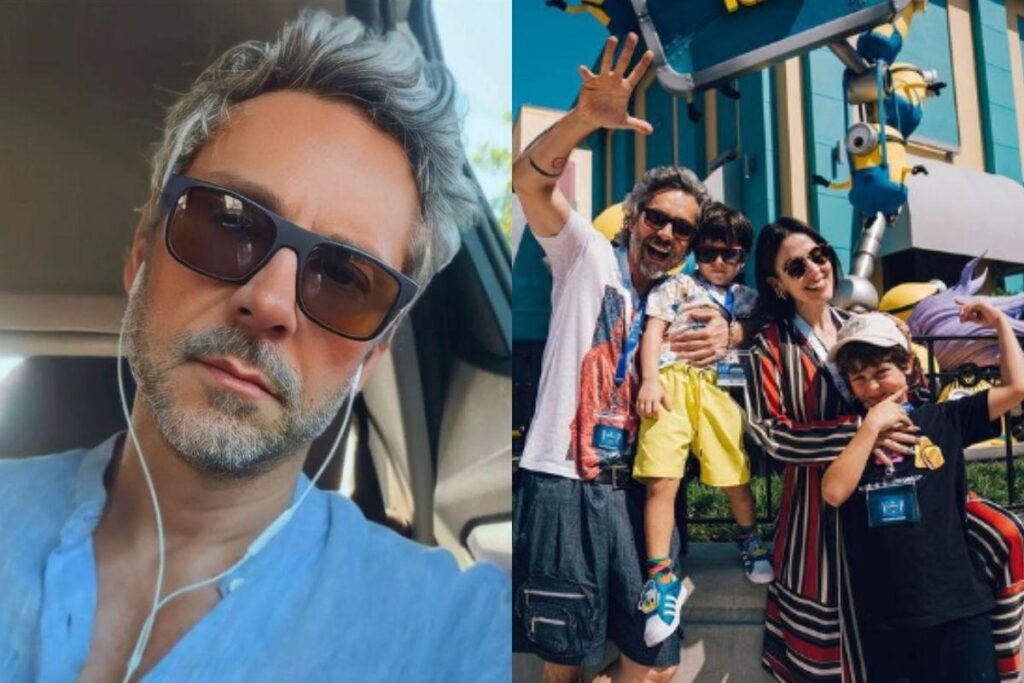 O ator contou que essa é a primeira viagem internacional dos filhos