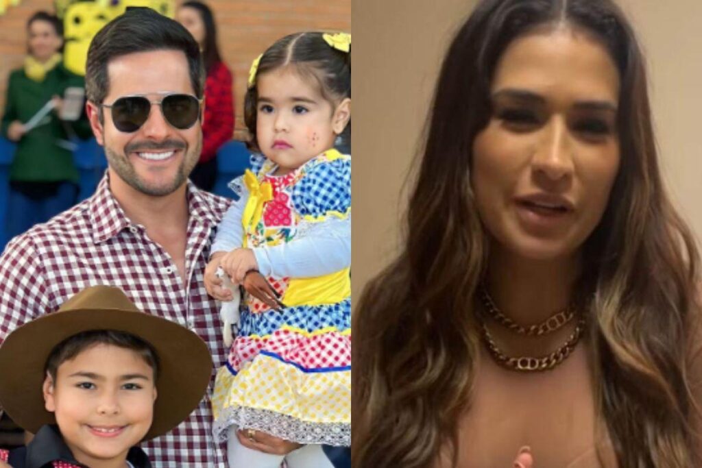 Kaká Diniz apareceu com os filhos na festa junina