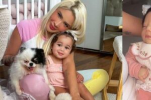 Karoline Lima com a filha, Cecilia