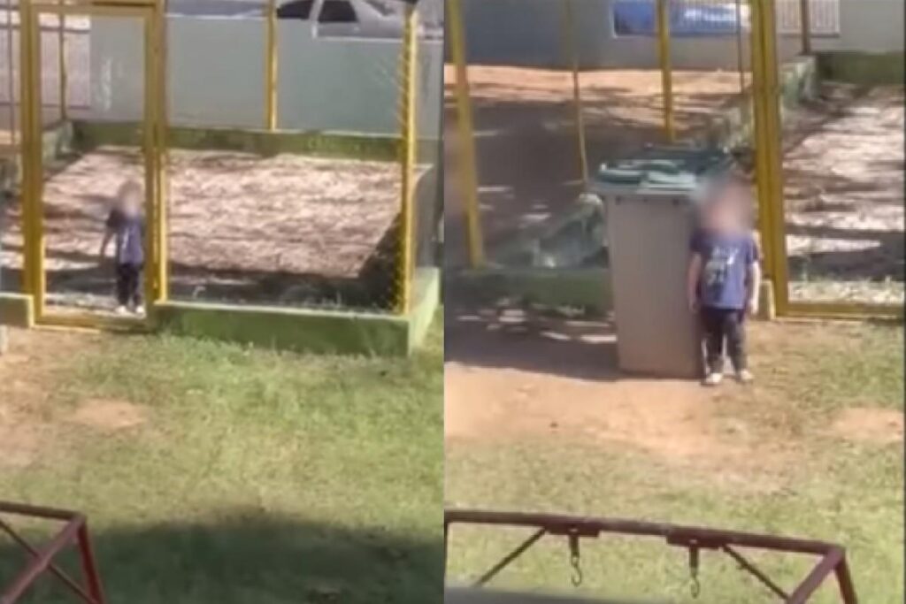 Vídeo foi registrado por uma vizinha do local que precisou interferir na situação