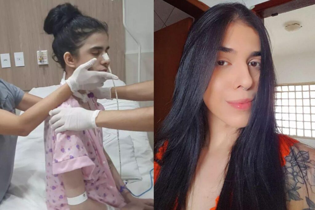 As meninas cantaram para a mãe que ainda está internada no hospital