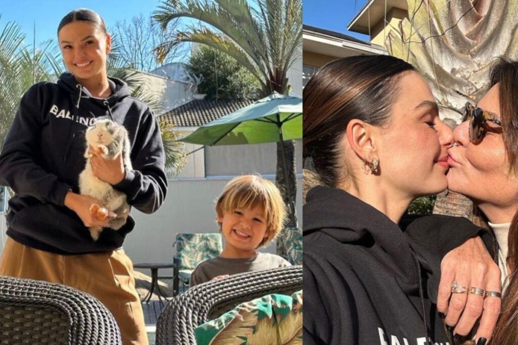 Isis Valverde apareceu na companhia do filho, Rael em São Paulo