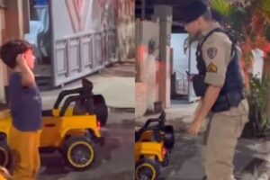 Pedro ficou surpreso ao ver os policiais