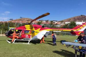 A vítima foi levada de helicóptero