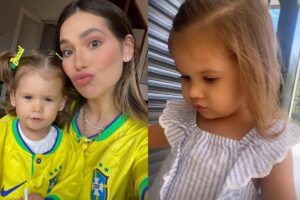 “Obra de arte by Maria Alice”, escreveu Virginia ao mostrar o que a filha fez na parede branca