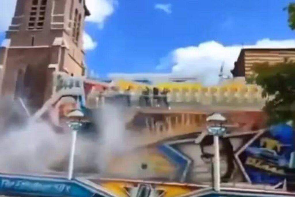 Brinquedo quebra e arremesa sete pessoas em parque de diversões em vídeo impressionante