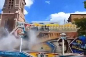 Brinquedo quebra e arremesa sete pessoas em parque de diversões em vídeo impressionante