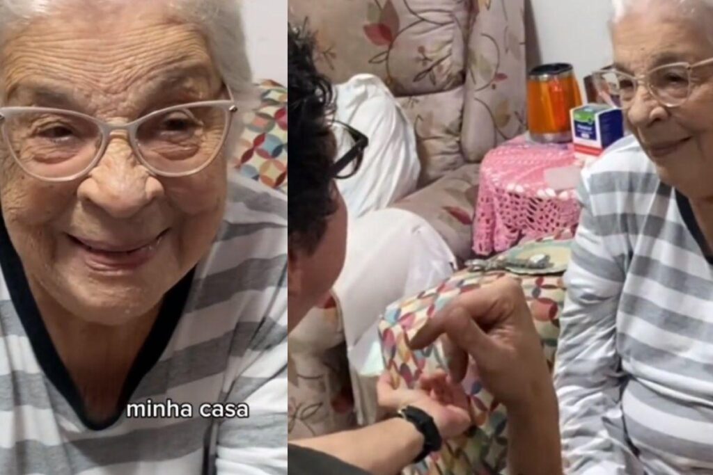 Avó fica encantada ao ver homenagem do neto