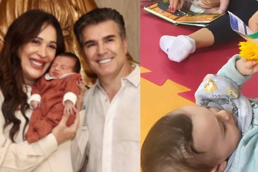 Claudia Raia ao lado de Luca