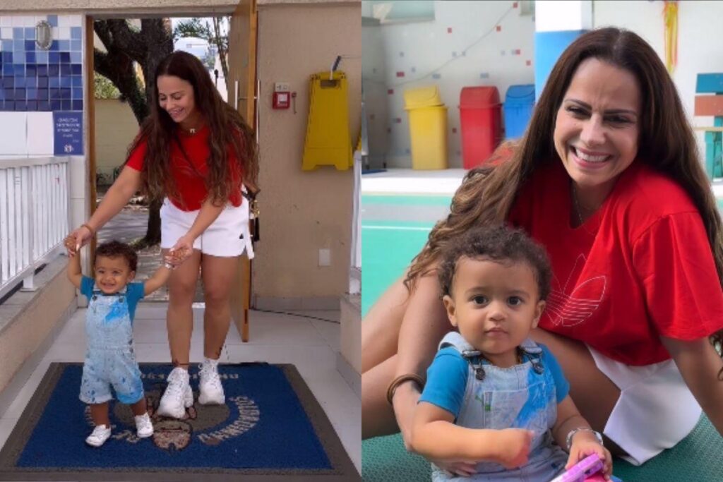 Viviane Araujo compartilha vídeo do filho na escola